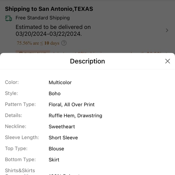 Ditsy Floral Print Sweetheart Neck Drawstring Crop Top & Ruffle Hem Skirt - Picture 14 of 14